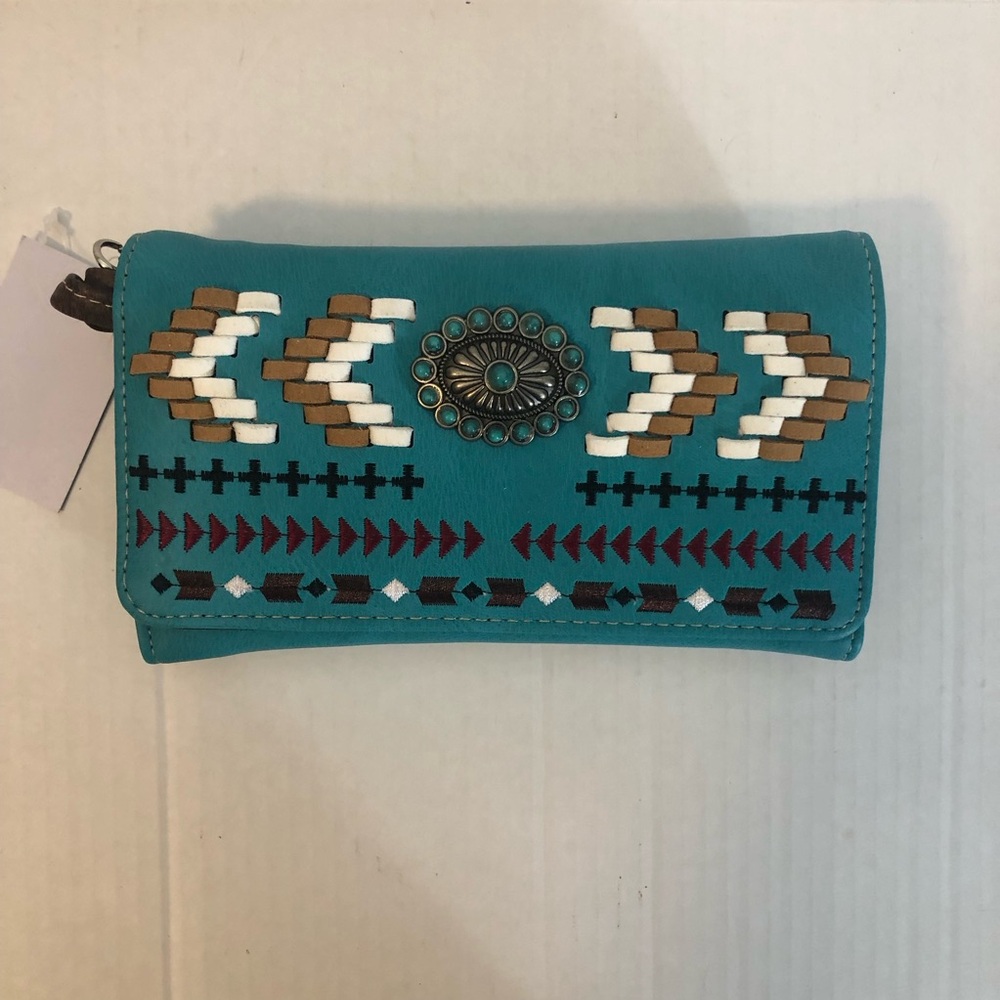 Teal Embroidered Women's Wallet with a String. NEW WITH TAGS from Boutique
